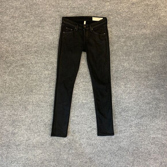 Rag & Bone Jeans Womens 25 Coated Black Stretch Denim Skinny Ankle Cotton Blend - Picture 2 of 11
